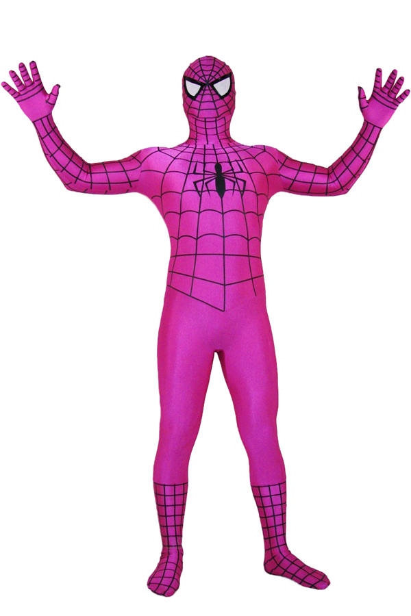 Halloween Costumes Hot Pink Spiderman Zentai Suit - Click Image to Close